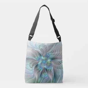 Bolsa Ajustável Abstrato Azul Borboleta Verde Fantasia Arte Fracta