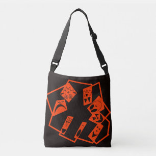 Bolsa Ajustável Abstrato, caras de abóbora em preto, Dia das Bruxa