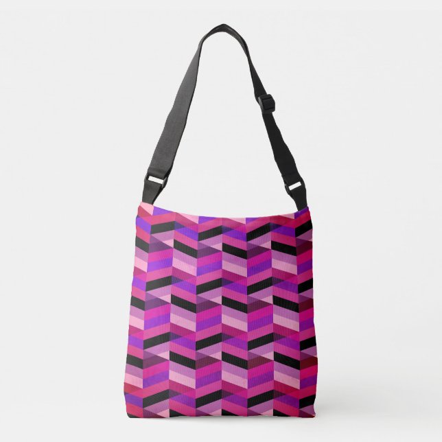 Bolsa Ajustável Abstrato Chevron/Herringbone | Rúpias e Violetas (Frente)