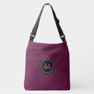 Bolsa Ajustável Abstrato cor-de-rosa Chevron | do preto do