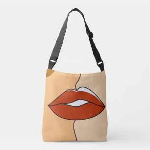 Bolsa Ajustável Abstrato de Casal de beijos minimalista Vintage