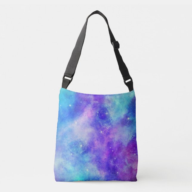 Bolsa Ajustável Abstrato de Espaço de Galáxia Roxo e Azul (Frente)