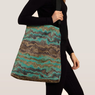 Bolsa Ajustável Abstrato de mármore verde-turquesa e castanho