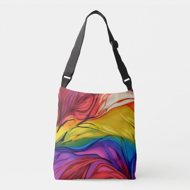 Bolsa Ajustável Abstrato Floral Crossbody Token Bag (Frente)