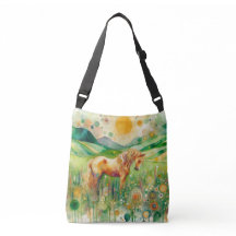 Abstrato Floral Horse Crossbody Bag - Arte Moderna