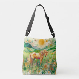 Bolsa Ajustável Abstrato Floral Horse Crossbody Bag - Arte Moderna