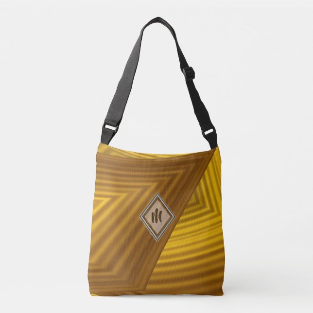 Bolsa Ajustável Abstrato Geométrico de Laranja Castanho-Design 2 (Frente)