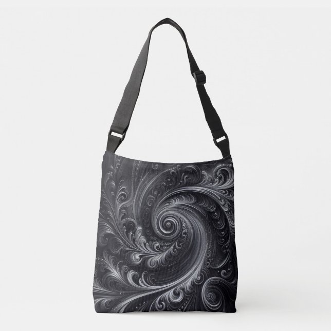 Bolsa Ajustável Abstrato Moderno, preto e branco girando simples (Frente)