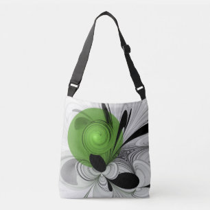 Bolsa Ajustável Abstrato preto e branco com arte frontal verde