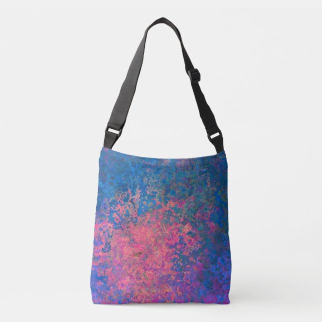 Bolsa Ajustável Abstrato, Rosa, Púrpura e Azul, Tinta Álcool (Frente)