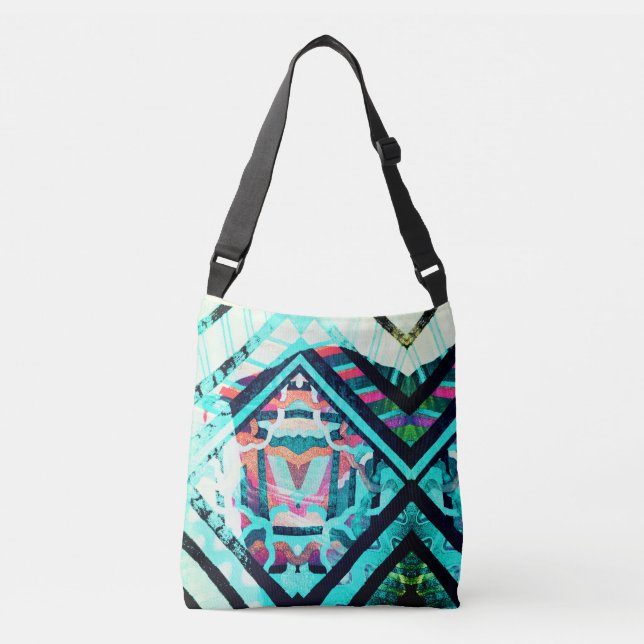 Bolsa Ajustável Abstrato Turquoise Crossbody (Frente)