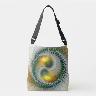Bolsa Ajustável Abstrato Verde Yin Yang - Fractal Colorido