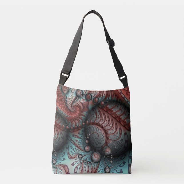 Bolsa Ajustável Abstrato Vivid Fantasy Fractal Art Brown Blue (Frente)