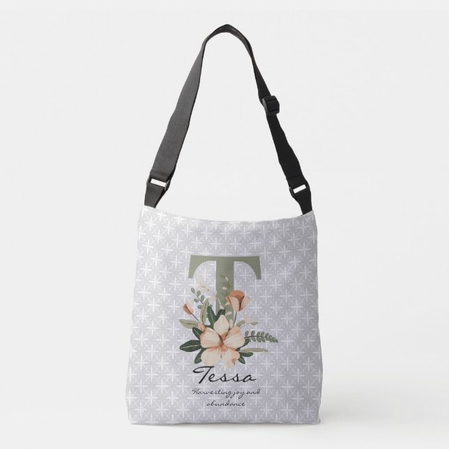 Bolsa Ajustável Abundante Flourish - Boho Floral Monograma (Frente)