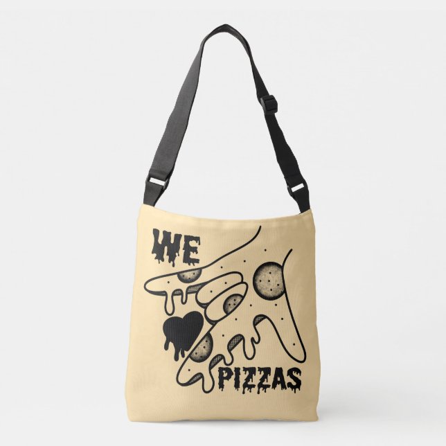 Bolsa Ajustável Adoramos pizza - Pizza Love - ASL ILY Obsession De (Frente)