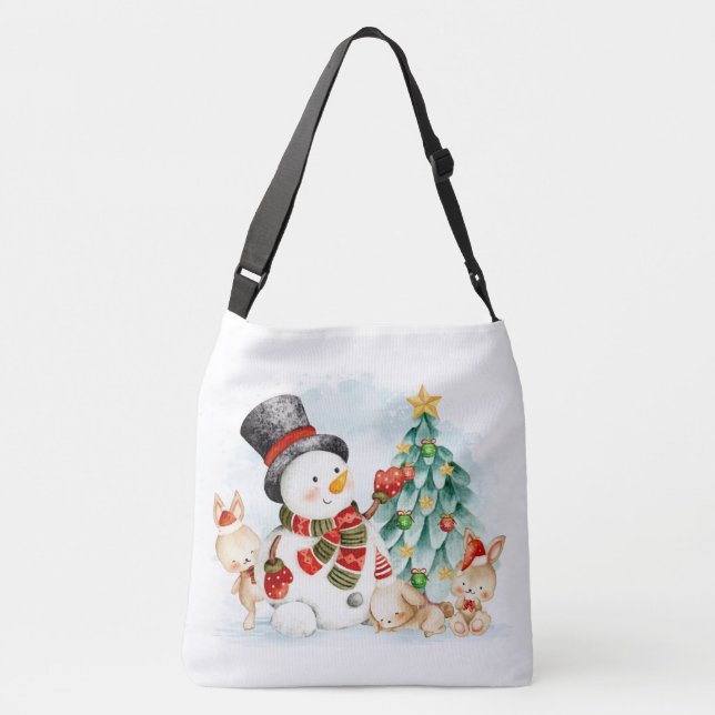 Bolsa Ajustável Adoráveis Coelhinhos E Árvores De Natal (Verso)