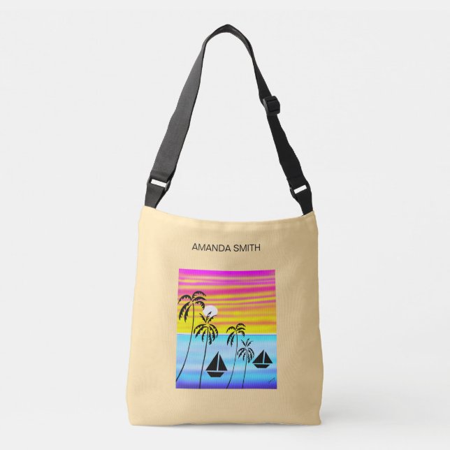 Bolsa Ajustável Adorável Cores Sunset Ocean Navegando Aniversário (Frente)