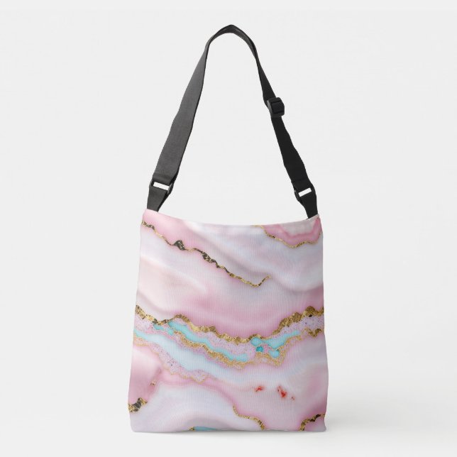 Bolsa Ajustável Agate Marble Popular Coleção Dourada Rosa Azul Pop (Frente)