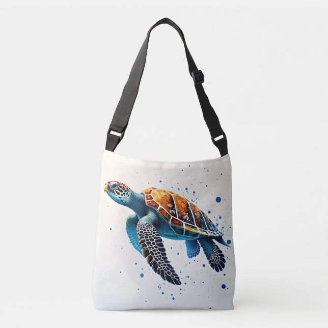 Bolsa Ajustável Águas Calmas: Celebrar Tartarugas do Mar com ocean (Frente)