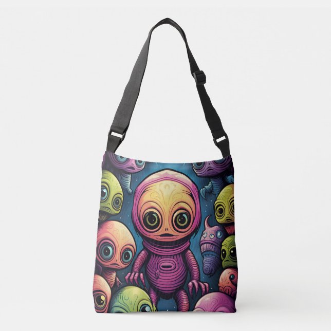 Bolsa Ajustável alienígena amor crânio bom humor sorte (Frente)