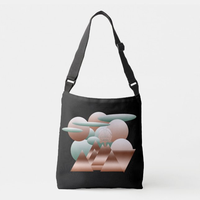 Bolsa Ajustável Alienígena face na arte espacial abstrato (Frente)