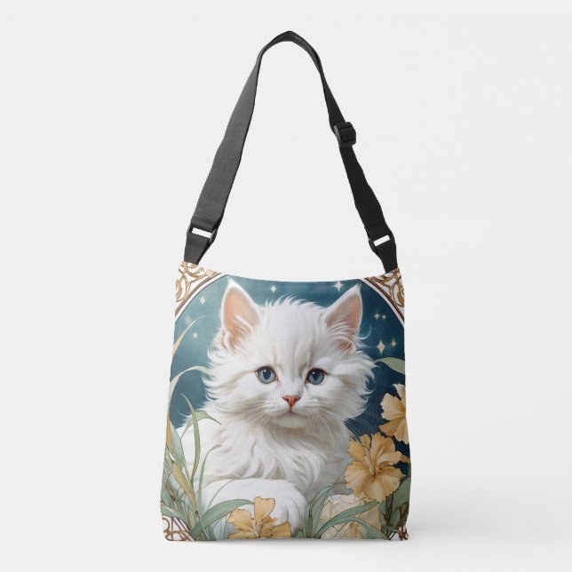 Bolsa Ajustável Alphonse Mucha Art Nouveau Kitten (Frente)