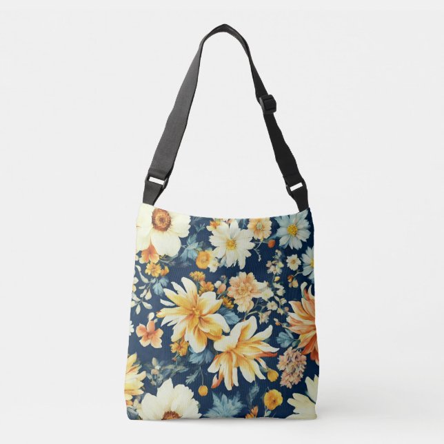 Bolsa Ajustável Amarelo-alaranjado e flores brancas deliciosas (Frente)