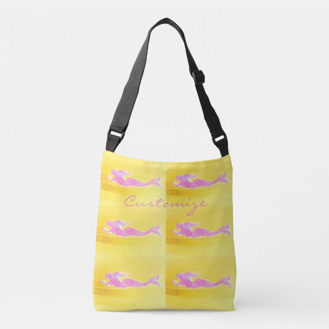 Bolsa Ajustável amarelo cor-de-rosa nadador das sereias (Frente)