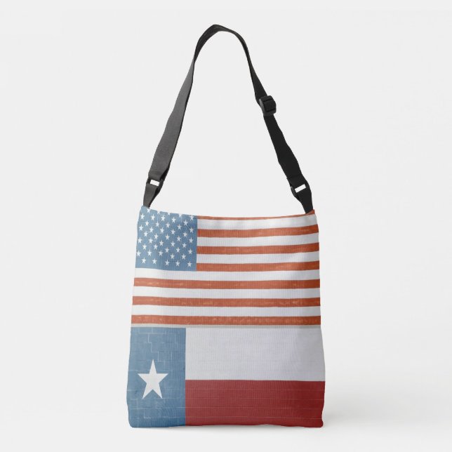Bolsa Ajustável American and Texas Flag USA Red White and Blue (Verso)