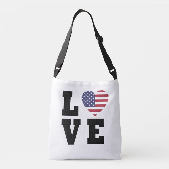 Bolsa Ajustável American Flag Crossbody Bag - Amor Patriótico (Verso)