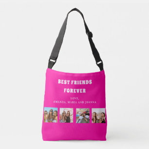 Bolsa Ajustável Amigos para sempre, nomes de colagem de fotografia