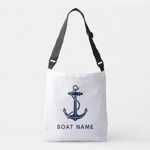 Bolsa Ajustável Âncora Azul Marinho Moderno Nome do Barco Personal