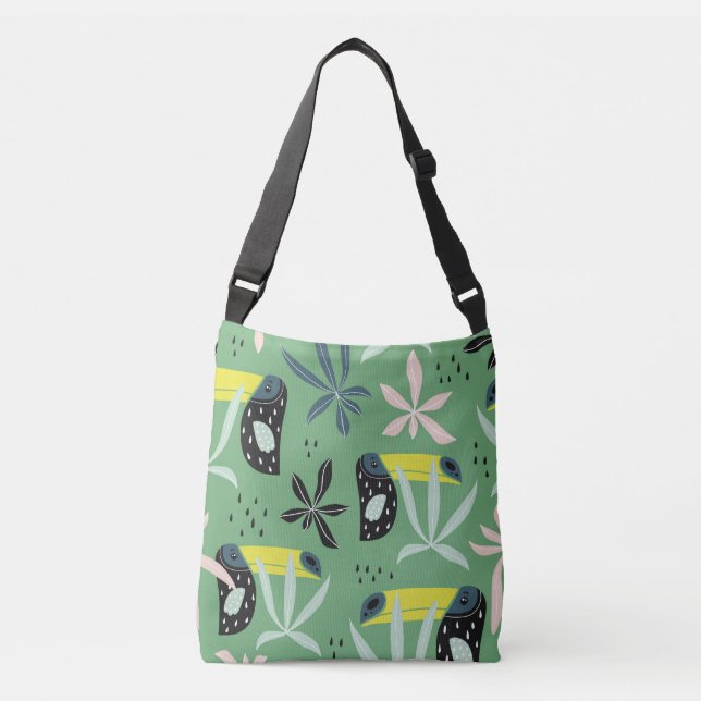 Bolsa Ajustável Animais da selva, elementos tropicais, sem costura (Frente)