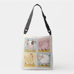 Bolsa Ajustável Animais Fofos da Fazenda Gingham Quintal