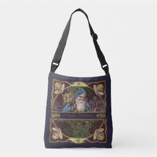 Bolsa Ajustável Anjos de Papai Noel Vitorianos Azul Natal Arte Ant