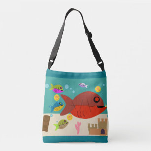 Bolsa Ajustável Anos 50 Divertidos Retro Cartografia Peixe Arte Ta