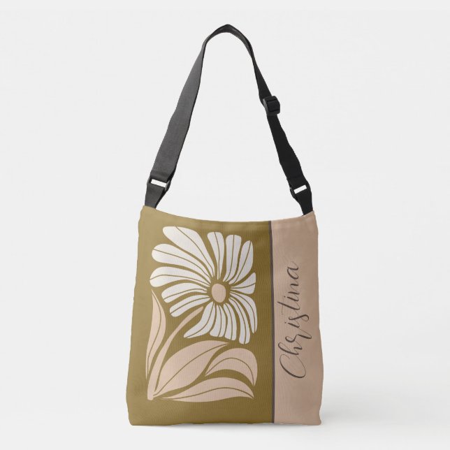 Bolsa Ajustável Anos setenta Retro Pêssego-Marrom Solteiro Flor (Frente)