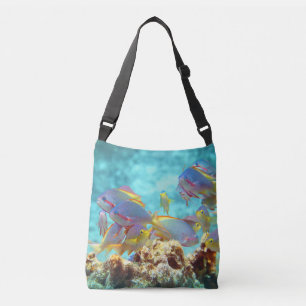 Bolsa Ajustável Anthias - Cardume colorido de peixes no recife de 