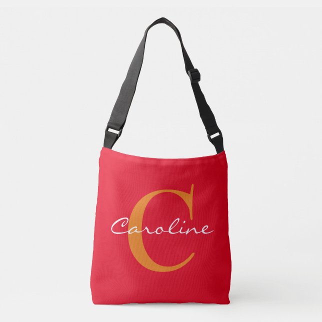 Bolsa Ajustável Apenas Monogramas e nomes + seu backgr. & ideias (Frente)
