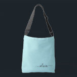 Bolsa Ajustável Aqua Blue Teal Girly Script Monograma Nome Moderno<br><div class="desc">Aniversário do Teal Azul Aqua,  presente de chá de fraldas ou festa de solteira para alguém que ama luxo de vidro e estilos quíticos.</div>