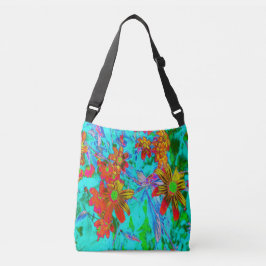 Bolsa Ajustável Aqua Tropical com Flores Amarelas e Laranja