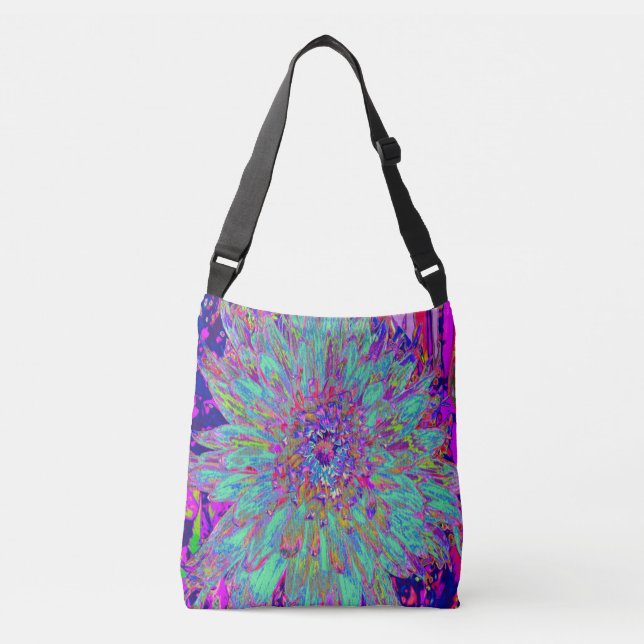 Bolsa Ajustável Aquamarine Rainbow Color Abstrato Dahlia Flower (Frente)