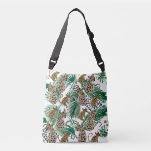 Bolsa Ajustável Aquarela à Mão de Jaguar Gato Verde Botânica