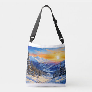 Bolsa Ajustável aquarela manhã de inverno, nascer do sol, Groço re