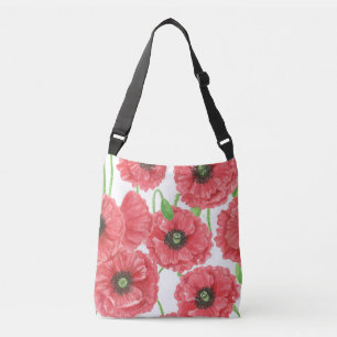 Bolsa Ajustável Aquarela papoila padrão floral