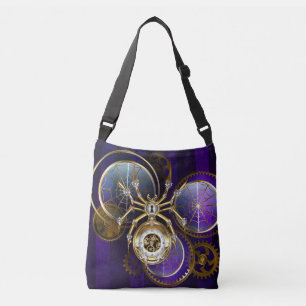 Bolsa Ajustável Aranha Steampunk no fundo roxo