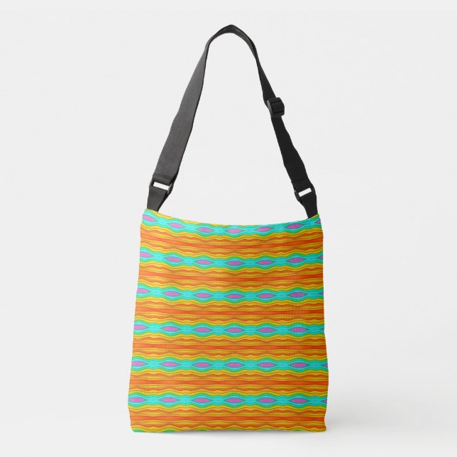 Bolsa Ajustável Arco-Íris Colorido, Padrão Onda, Bag (Frente)