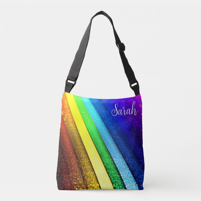 Bolsa Ajustável Arco-íris Moderno & Monograma Glam Pride (Frente)
