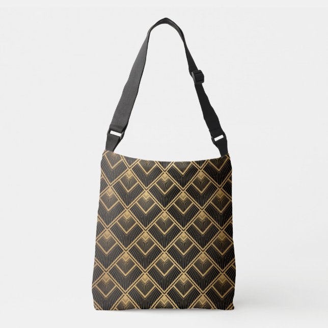 Bolsa Ajustável Art Deco Black Dourado: Geométrico (Frente)
