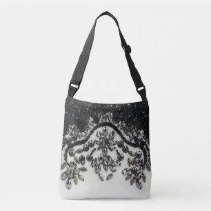 Bolsa Ajustável Art Deco Glamorage Vintage Fashion Black White Fl
